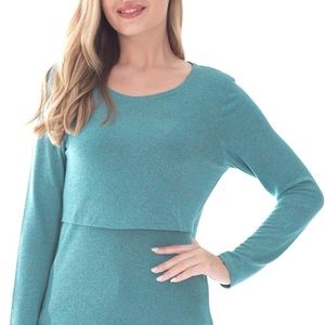 Bearsland Women's Maternity Nursing Top Long Sleeve Breastfeeding Shirt.